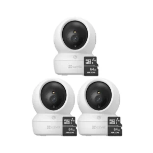 Kit de cámaras de seguridad Ezviz 3 cámaras, Full HD + Micro SD de 64GB, blanco