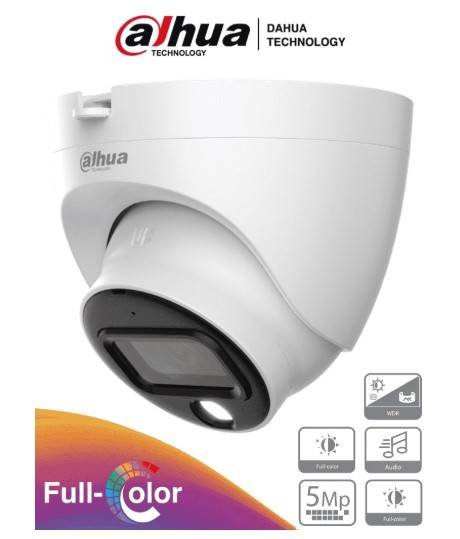 Cámara Domo Dahua Technology DAHUA HAC-HDW1509TLQ-A-LED - Cámara Domo Full Color de 5 MP con micrófono 36 mm con 88color 247
